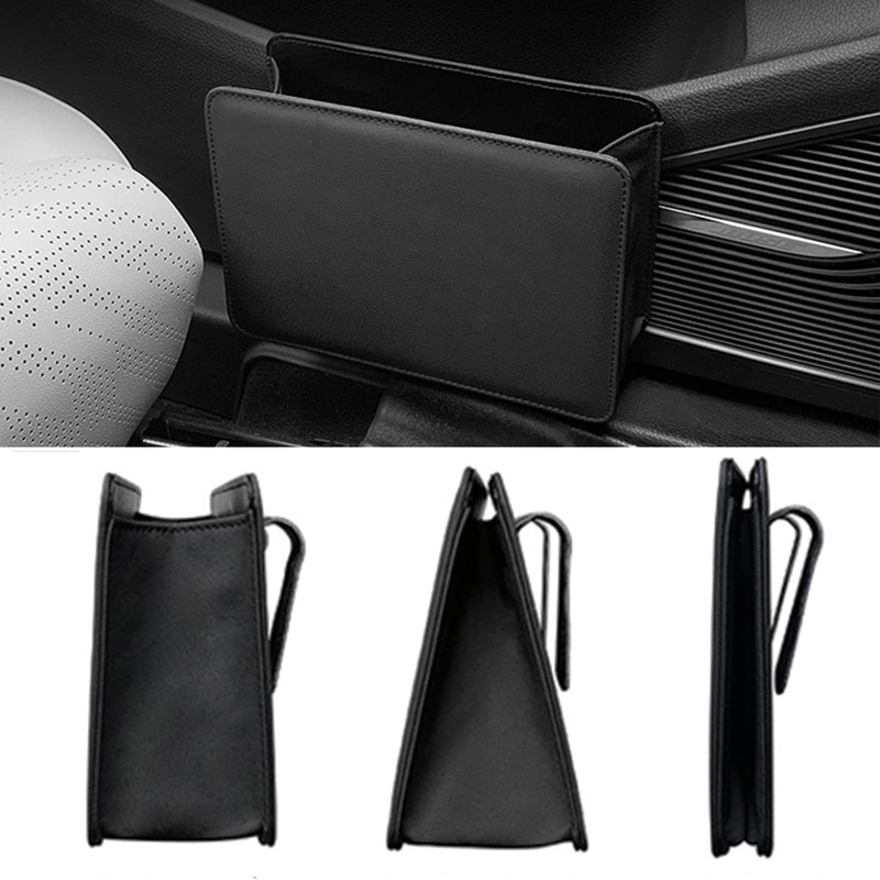 Accmor Car Trash Can, Leather Vehicle Trash Bin Car Dustbin