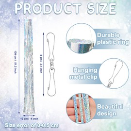 Lewtemi 4 Pcs Bird Scarer Windsock Wind Socks Outdoor Heavy Duty Outdoor Heavy Duty Holographic Silver Windsock with Rotating Hook for Outside Patio Garden Yard Spinners Hanging Decoration (Silver)