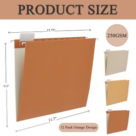 Beramon 6 Pack Gradient Hanging File Folder Letter Size Reinforced Hanging Folders with 1/5-Cut Adjustable Tabs File Folders for Filing Cabinet Organizer for Office Home Medical Charts, Orange