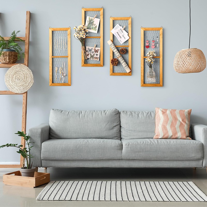 Chunful Pack Chicken Wire Wooden Frame Unfinished Wood Window Frame