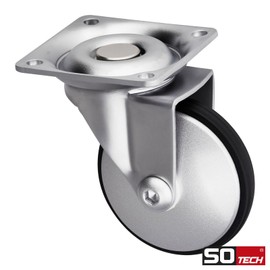 SOTECH Lindau Furniture Castors Diameter 50 mm Silver Grey/Black 2 x with and 2 x without Brake (Lock) Including Screw Set Load Capacity up to 120 kg (30 kg per Transport Roll)