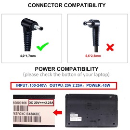 DTK Notebook Laptop Ladegerat fir Lenovo Netzteil fur Lenovo IdeaPad 100S 110 120 120S 130 310 320 320SOutput: 19V 2.37A 45W Laptop Ladekabel fur Stecker: 4.0 * 1.7mm