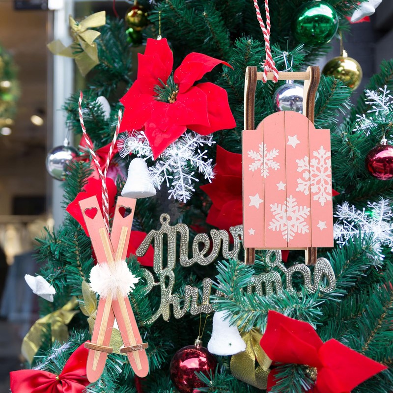 Ciieeo 9 Pcs Christmas Ornaments Mini Sled Country Decor Decorative