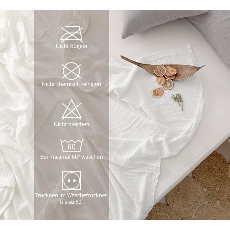 DerF HOME Muslin Blanket White 150 x 200 cm -