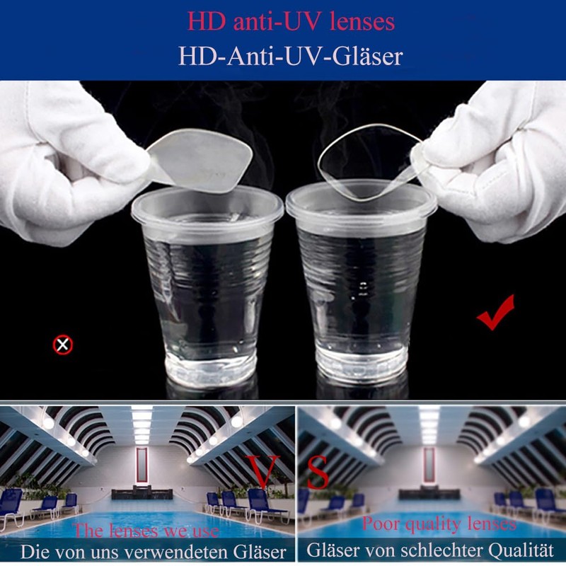 HSTWODE With Prescription Adult Swimming Goggles, Black Adult Anti-Fog UV