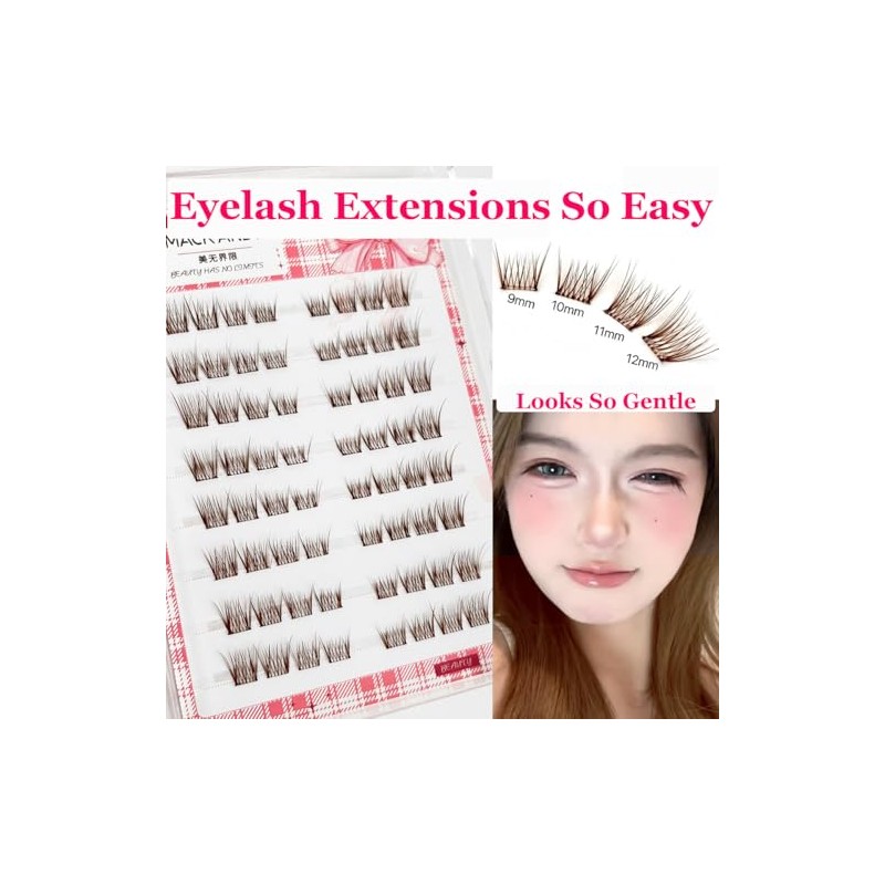 Brown Self Adhesive Eyelash Clusters Press On Eyelash LASGOOS Natural