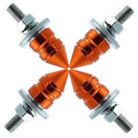 Bashineng Spike License Plate Screw Fasteners Kit License Plate Bolts Decoration Stainless Steels Aluminum Alloy Universal Fit Most Cars Truck Motorcycle 4 Pcs (Orange)