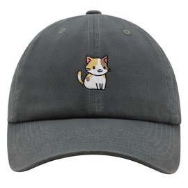 JPAK Calico Cat Friend Premium Dad Hat Embroidered Cotton Baseball Cap Calico Cat Embroidery Dark Grey