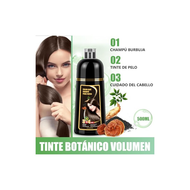 Shampoo para Canas, Hair Dye Shampoo 3 en 1 de