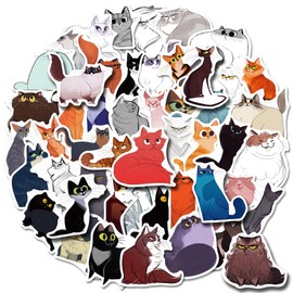 Cat Cat Stickers, Set of 50, Stickers, Fantasy Stickers, Abundance, Labels, Stickers, Stylish, Decorative, Characters, Cute, PC, Smartphone, Suitcase, Helmet (Cat)