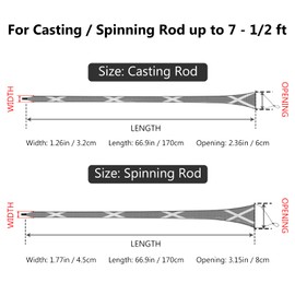 Bassdash Fishing Rod Socks, Fishing Rod Cover, Protective Cover for Fishing Rods, Spincasting Rods, Spinning Rods, Rod Bag, Protective Rods for Fishing Rods up to 7-1/2 ft