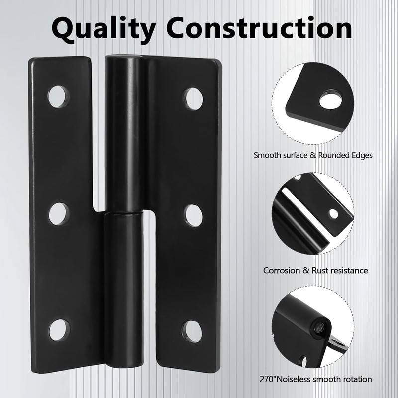 QOOWFEANIG 4 Pairs Black Lift-Off Hinges 2.5ins Stainless Steel Hinges