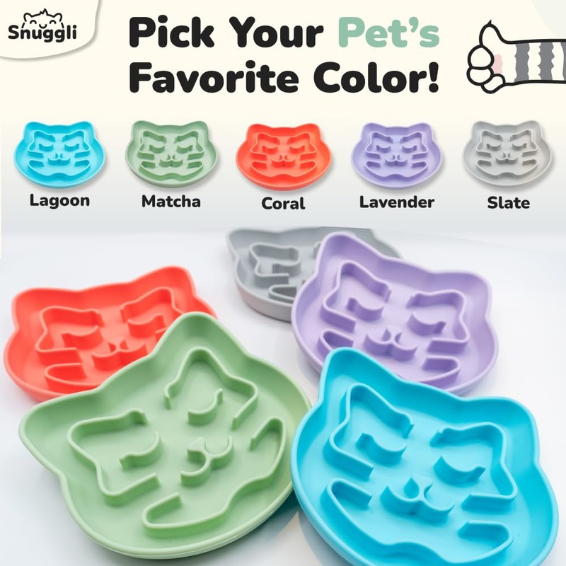 Snuggli Silicone Slow Feeder Cat Bowl for Wet & Dry