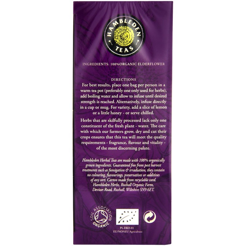 Hambleden Herbs Organic Elderflower Tea 20 Teabags (1 Pack)