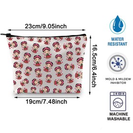 Funny Cafecito y Chisme Mexican Bag Mexican Roses Bag Mexican Concha Pun Gift Mexican Themed Makeup Bag Mexican Women Gift Mexican Floral Gift (Mexican Girl CA)