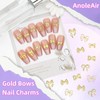 180 Pcs Metal Golden Star Planet Bow Nail Charms, Gold