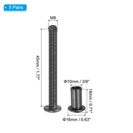 PATIKIL 5 Sets M8x45mm Hex Chicago Screws Binding Screw Post Hex Drive Socket Cap Bolt Nuts for Scrapbooking Leather Belt Album Photo Furniture Repair Black