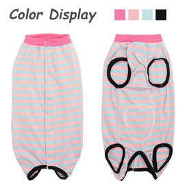 Paipeper Dog Recovery Suit After Surgery,Spay Neuter Clothes for Female Dogs,Small Medium Dog Shirt,E-Collar Cone Alternative,Prevent Licking Wound Dog Onesie,Pet Surgical Suit(Pink Blue Stripe-l)