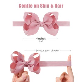 jollybows 3 PCS 4" Baby Girls Headbands Boutique Grosgrain Ribbon Hair Bows Baby Girls Bows Headbands for Baby Girls Infants Toddler Kids Teens and Children - White Cream Pink