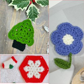 ATCCPYDM Crochet Kit for Beginners Adult,Christmas Coaster Set for Starters,Handmade DIY Crochet Flower Knitting Supplies Kit for DIY Christmas
