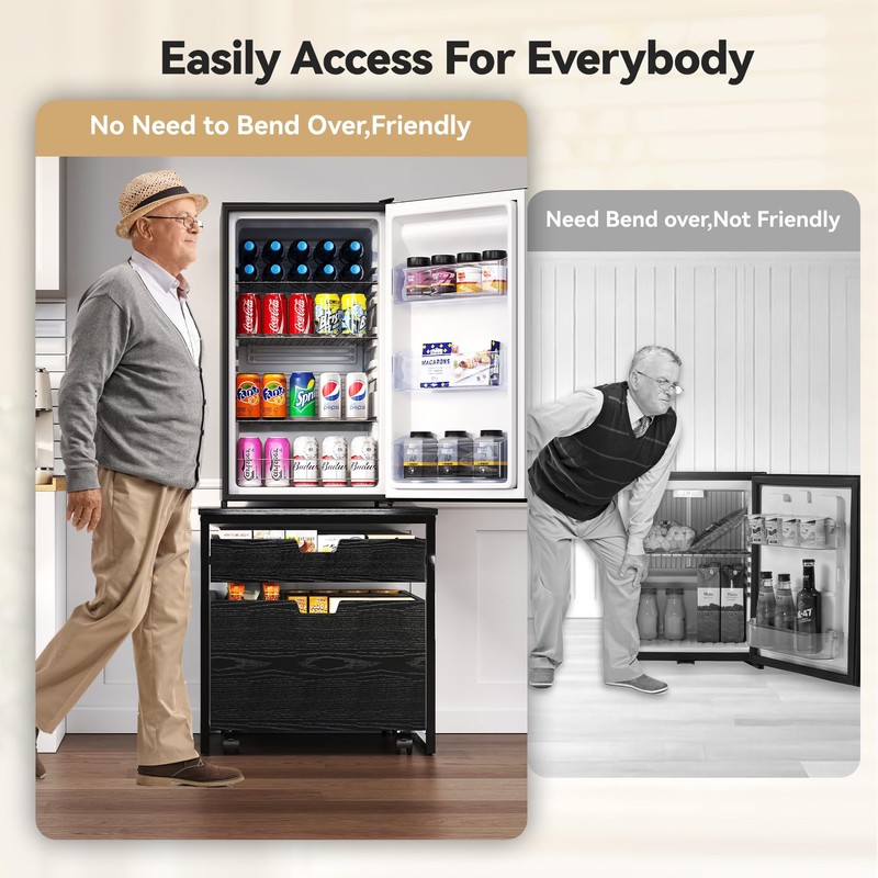TC-HOMENY Mini Fridge Stand with Storage Drawer, 300 lb Load