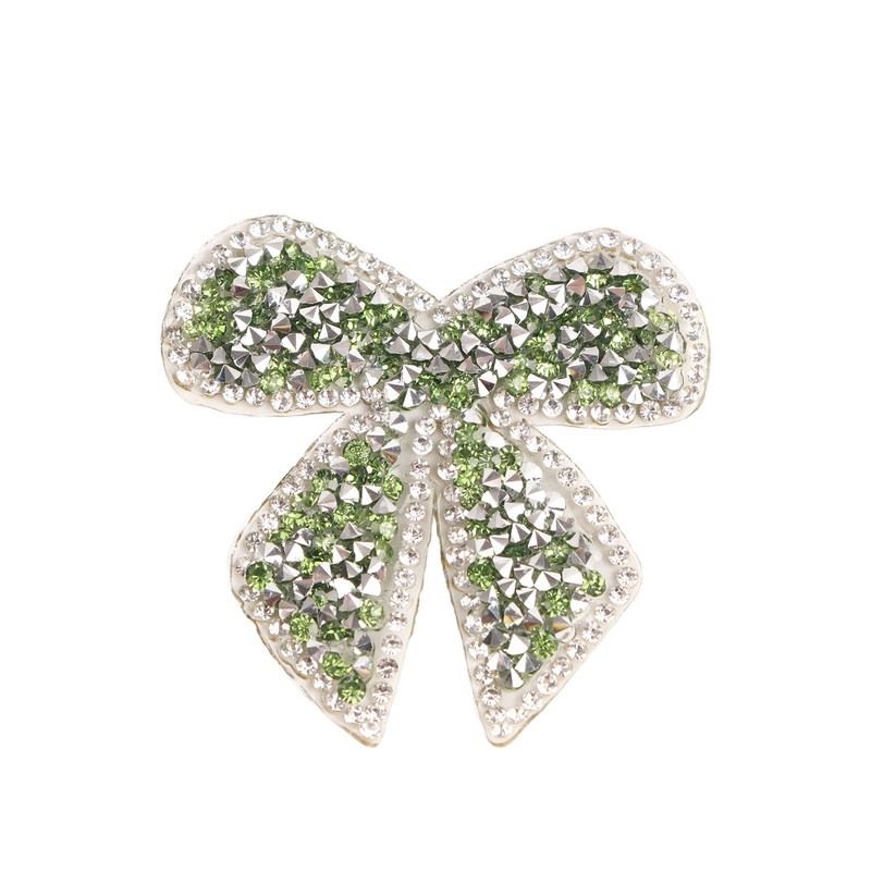 18pcs Bow Knot Rhinestones Patches Silver Black Green Exquisite Iron