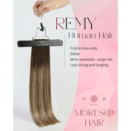 Moresoo Tape in Hair Extensions Human Hair #4 Brown Ombre to 10 Golden Brown with 16 Golden Blonde Silky Straight Hair, Fashion Hair Extensions Real Human Hair Invisible Thick 20pcs 50g 20inch