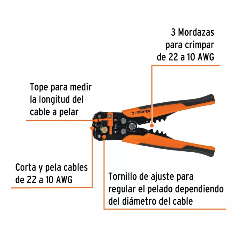 Truper Pinzas Pelacables Automática Pelador De Cable Truper
