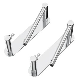 Adhesive Toilet Paper Holder, Self Adhesive Double Post Pivoting Toilet Tissue Holder, Stick on No Drill Toilet Paper roll Holder for Bathroom, Stainless Steel & Zinc Alloy, Polished Chrome, 2Pack