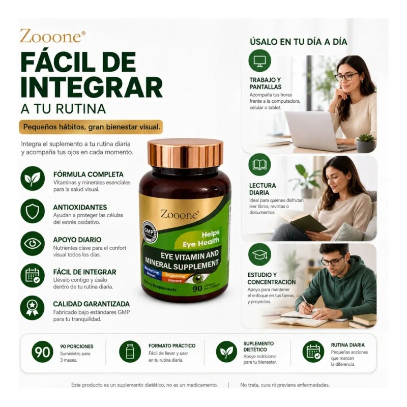 Vitaminas Para Ojos Uso Diario 90 Porciones