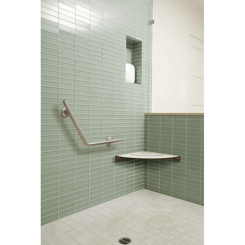 Seachrome Contour Corner Shower Seat, Solid White Phenolic