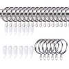 50 Pack Curtain Rings and Hooks, KissDate 30mm Metal Drapery Curtain Rings Hanging Rings & Curtain Hooks Plastic White for Curtains and Rods, Drape Sliding Eyelet Rings(Silver)