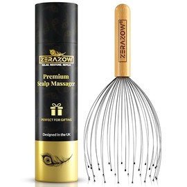 Head Massager Scalp with 32-Prong | Premium Beech Wood Scalp Massager | Head Scratcher for Scalp Massage & Relaxation | Wellness & Fathers Day Gift for Men & Gift for Women | UK Brand