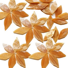 14 Pcs Petal Leaf Shape Mosaic Tiles Mixed Color Colored Mica Glass Mosaic for DIY Crafts Picture Frames Plates Flowerpots Vases Cups Mosaic Decoration Making (Light Brown)