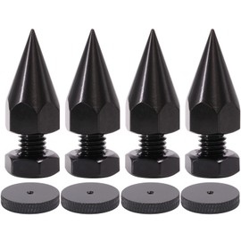 Flushbay 4 Pack Speaker Spikes M8 Black Audio Speaker Insulator Carbon Iron Spike Receptor Sound Enhancer Height Adjustable Noise Reduction Audio Supplies (M8)