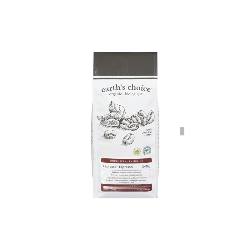 Earth's Choice, Organic Coffee, Espresso Whole Bean, 340g