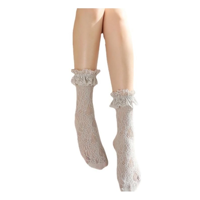 Ao Yee ZGL Women Ruffle Cute Socks for mid-calf, Lace