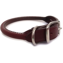 Auburn Leathercrafters Rolled Leather Dog Collar - 1” X 18” Burgundy