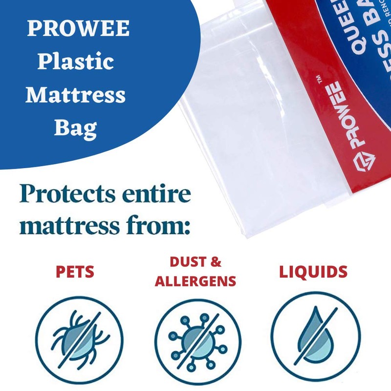 PROWEE 2 Pack Queen Size Mattress Bag Clear Mattress Storage