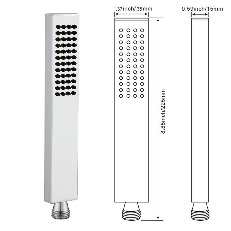 Asyas Solid Brass High Pressure Hand Held Shower Square Sprayer