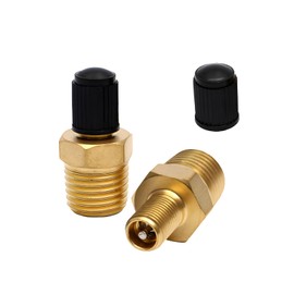MUQIDA 2PCS Brass Air Inflator Adapter, 1/4" NPT (M) to Standard Schrader Valve (M) with Sealing Caps, Anti-Corrosion Pipe Fittings Male Threads Valve Core for Air Compressor Tanks