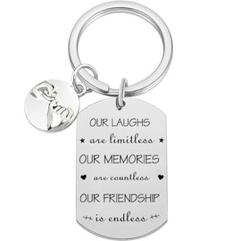 Tecreo Friendship Key Ring - Silver Heart Keychain Gift for Girls, Best Friend Gift, Packed in Gift Box