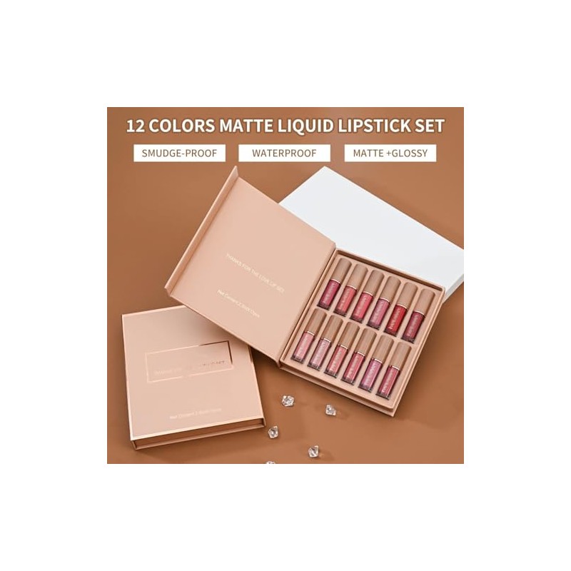 Set de 12 Lápices Labiales Líquidos Mate Aterciopelados
