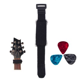 LMWKUN Guitar String Mute Dampener with 3 Guitar Picks,Fretboard Mute Wrap Noise Ruducer for Guitar,Bass