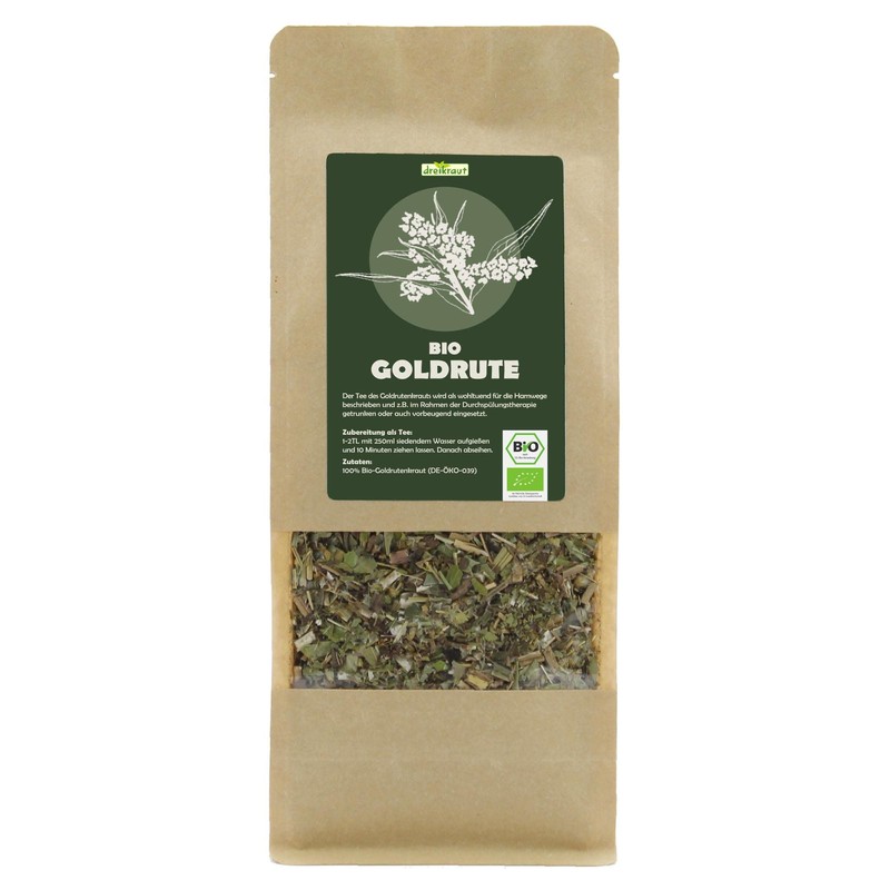 Bio Goldrutenkraut geschnitten - 200 Gramm, 100% Europäische Wildsammlung, Blasentee,