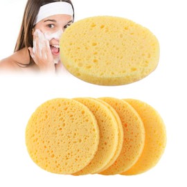 Pack of 20 Face Makeup Sponge Natural Makeup Remover Sponge Reusable Round Face Sponge Natural Cleansing Sponge for Facial Cleansing Makeup Removal (Yellow)