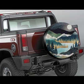 Mountains Nature Scenery Spare Tire Cover Star Lake Landscape Wheel Protectors Weatherproof Wheel Covers Universal Fit for Trailer Rv SUV Truck Camper Travel Trailers 17"