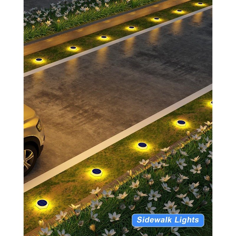 DetarZinLED Solar Step Lights for Outside Waterproof, 4 Pack Warm