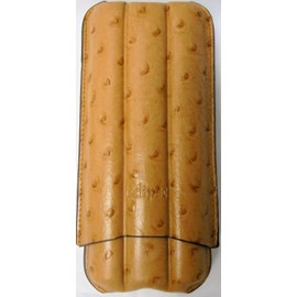HBB 1 Eclipse Brand S Series Light Brown Ostrich Print Luxury Leatherette Cigar Case. S3351-3O