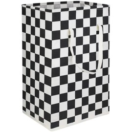 HIYAGON 75L Freestanding Laundry Basket,Large Collapsible Tall Clothes Hamper with Handles,Waterproof Toy Storage Bin for Boys and Girls,Baby Nursery(Racing flag)
